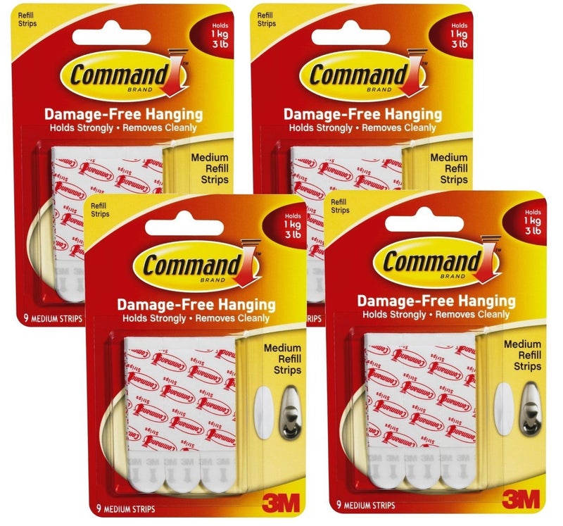 Command Medium Mounting Refill Strips, 9-Strip , Pack of 4 - Image 1
